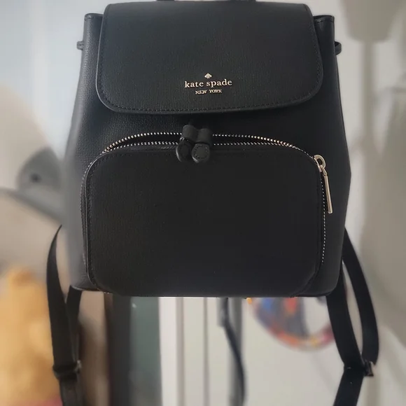 Kate Spade Black Leather Backpack - Picture 1 of 2